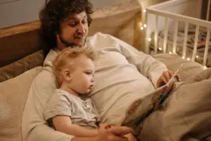 Parent reading with a young child